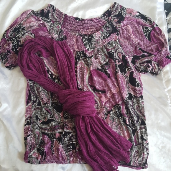 Apt. 9 blousy top with scarf - Picture 1 of 3